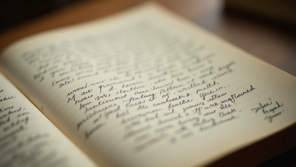 Nahaufnahme von handgeschriebenen Notizen und Erinnerungen in einem Tagebuch, persönlich und authentisch