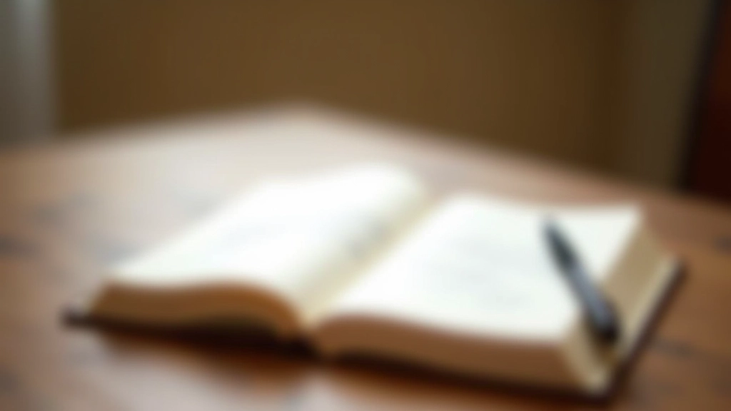 Offenes Buch mit handschriftlichen Notizen und einem Stift auf Holztisch